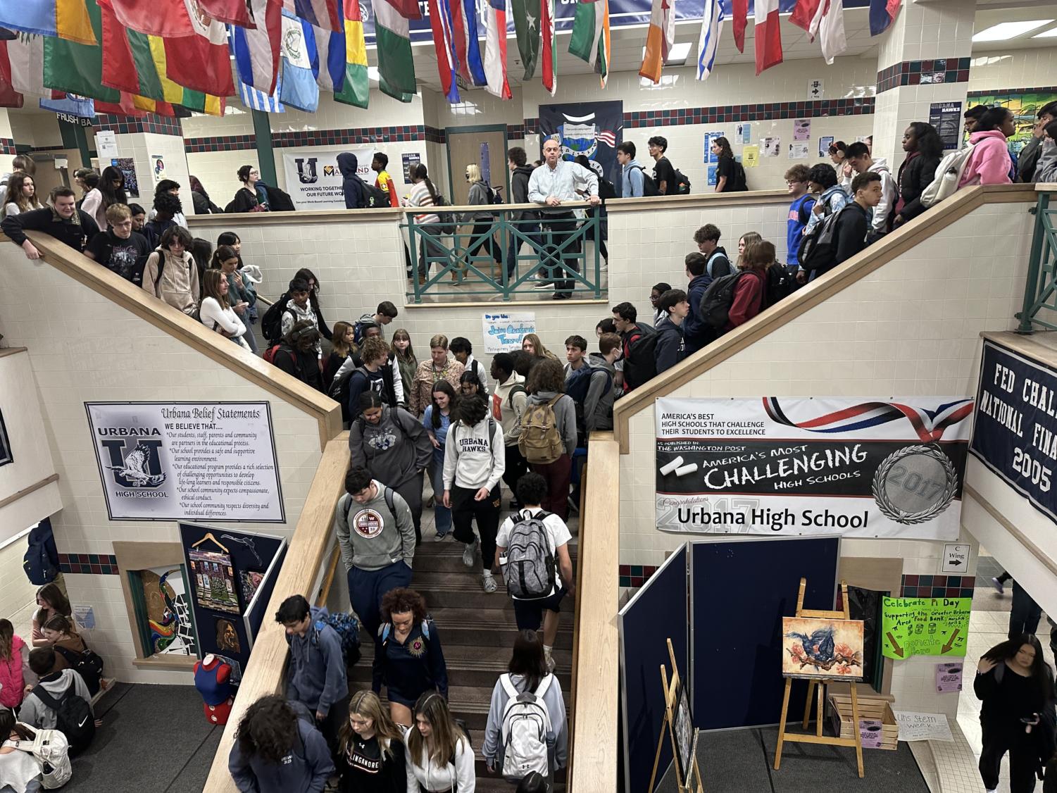 Students in a crowded high school hallway
Photo by Corrine Capino